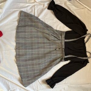 SHEIN Black and Gray Plaid Skirt Set